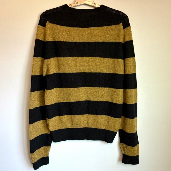 Khaite Sweater Women Sz L Black Gold Stripe 100% Cashmere Crewneck Pullover READ - Picture 10 of 16
